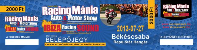 Racing Mánia - Auto & Motor Show - belépőjegy