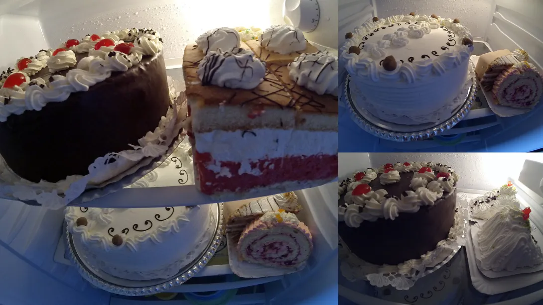 Gesztenye torta, Lúdláb torta, Sarokház 2db, Meggyes krémes 4db, Eszterházy szelet, Marcipános szelet, stb..