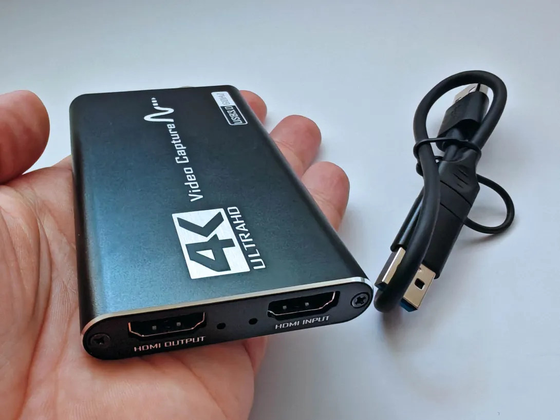 HDMI 4K Video Capture kártya USB 3.0 Staryon® csatlakozóval, HDMI bemenet 4K/60Hz, kimenet USB 1080P/60Hz, kompatibilis OBS, UVC/UAC, Plug &amp; Play, mikrofon- és fejhallgató kimenet, kompatibilis Windows, Linux, Mac OS, fekete