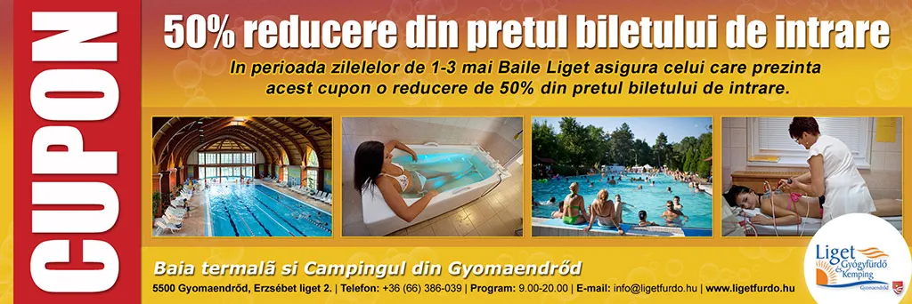 Cupon - 50% reducere din pretul biletului de intrare
