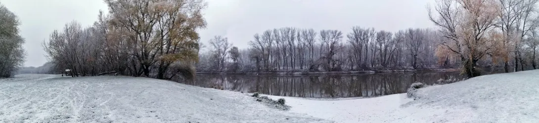 Szakadó hóesés, Szabadstrand a Hármas-Körös gyomaendrődi szakaszán