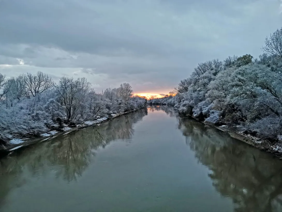 Szakadó hóesés, Hármas-Körös, Gyomaendrőd