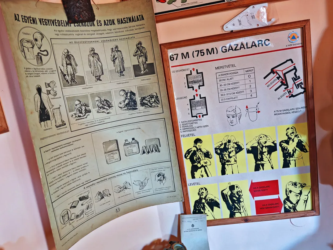 Sugárzásellenes tájékoztató táblák segítségével ismerhetjük meg az 1950–80-as évek polgári védelmi módszereit., Polgári Védelmi Bázis, Gyomaendrőd